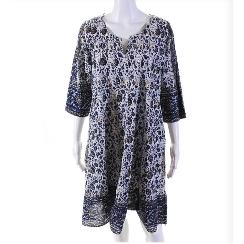 Lola Australia Floral Block Print Dress Size Medium 100% Cotton